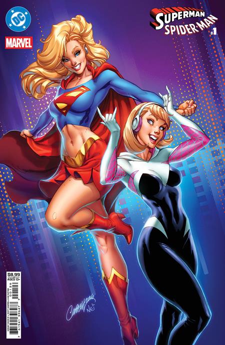 DC MARVEL SUPERMAN SPIDER-MAN #1 (ONE SHOT) CVR N J SCOTT CAMPBELL SUPERGIRL & SPIDER-GWEN CARD STOCK VAR