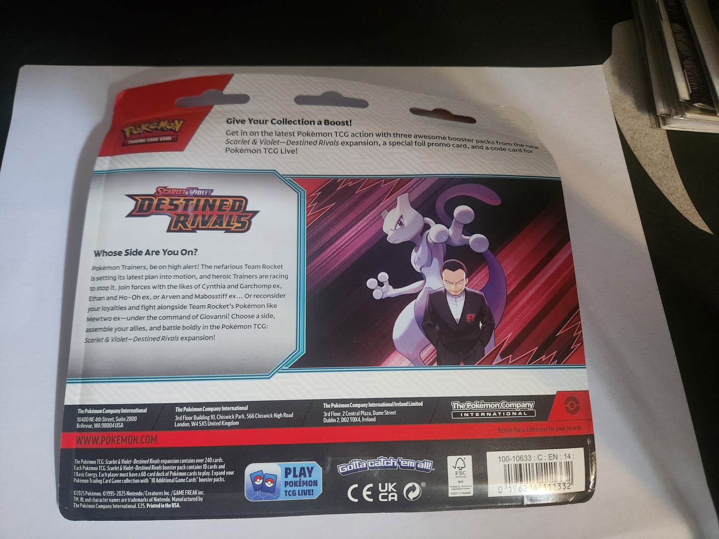 Pokemon Destined Rivals Three-Booster Blister with Zebstrika