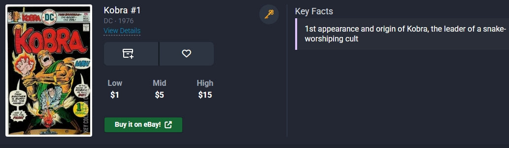 Kobra #1 DC ⋅ 1976