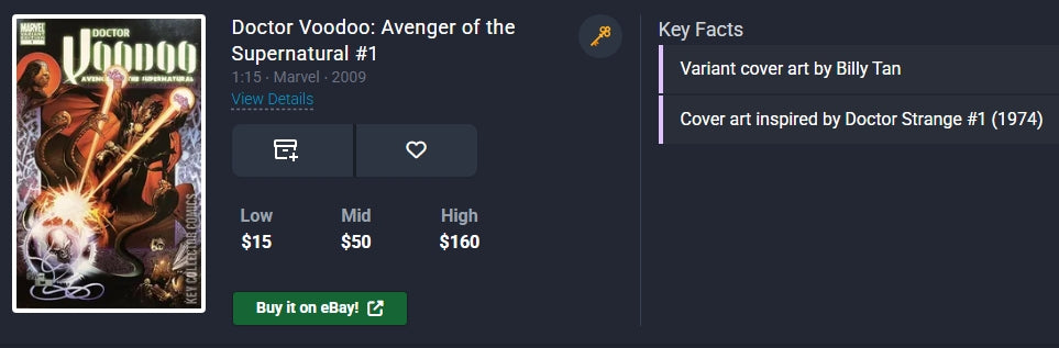 Doctor Voodoo: Avenger of the Supernatural #1 1:15 ⋅ Marvel ⋅ 2009