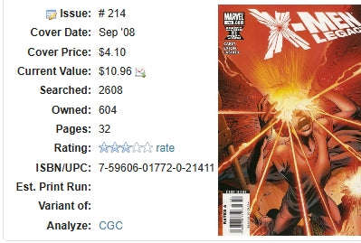 X-Men Legacy #214 / Marvel ⋅ 2008